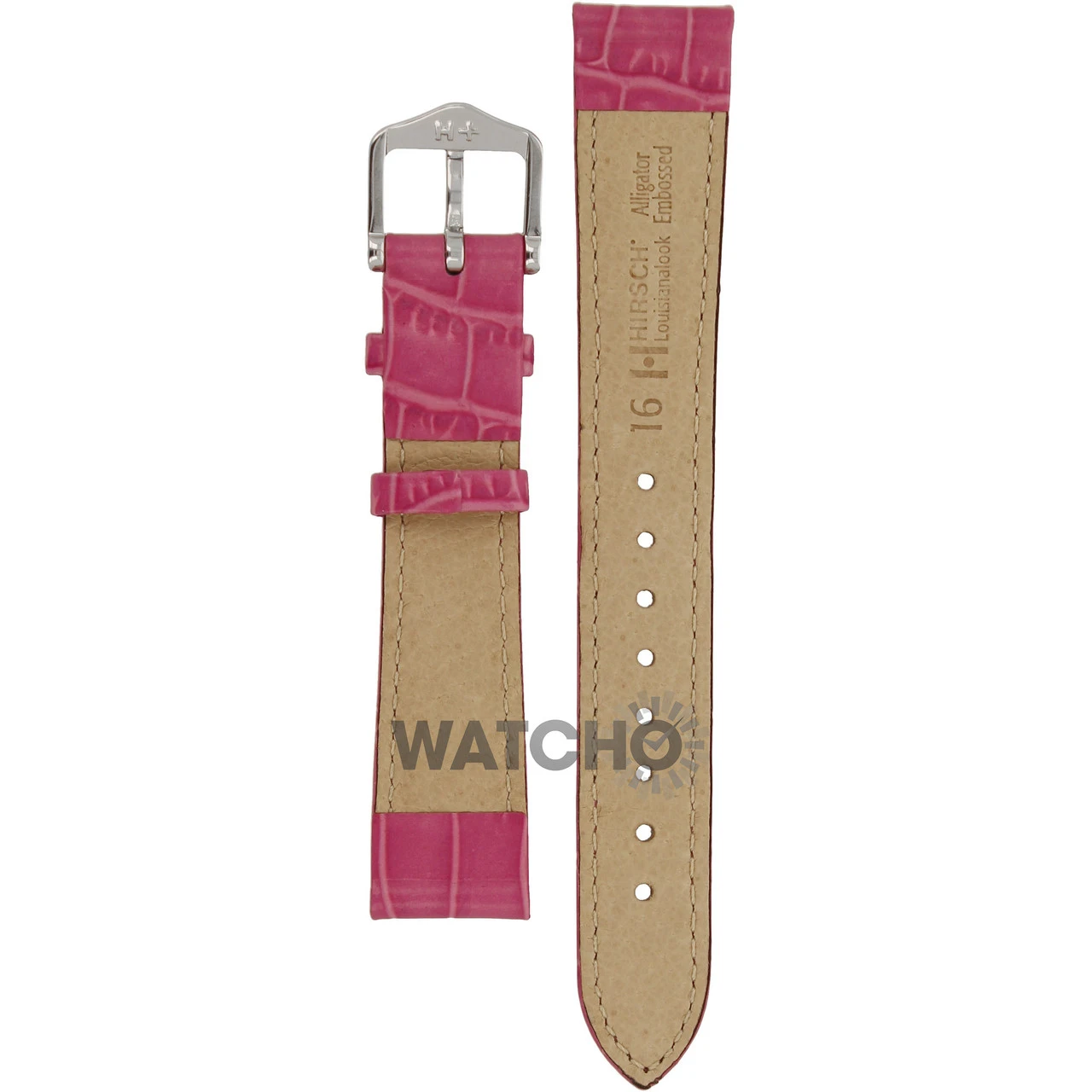 Hirsch Louisianalook Replacement Watch Strap Pink Alligator Embossed Leather 16mm With Free Connecting Pins 2 Hirsch Louisianalook Replacement Watch Strap Pink Alligator Embossed Leather 16mm With Free Connecting Pins - Image 2