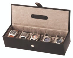 Mele And Co Bonded Leather Watch Box For Men Fits 5 Watches Black 1500