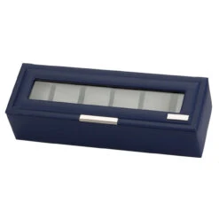 Mele And Co Jack 6 Piece Watch Box Bonded Leather In Blue 1583