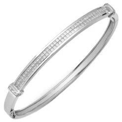 18ct White Gold 1.60ct Diamond Hinged Bangle P70218002