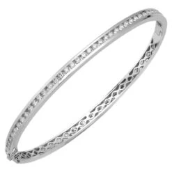 18ct White Gold 95pt Channel Set Diamond Hinged Bangle P70218010