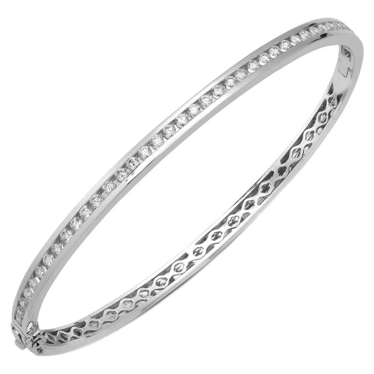 18ct White Gold 95pt Channel Set Diamond Hinged Bangle P70218010 1 18ct White Gold 95pt Channel Set Diamond Hinged Bangle P70218010
