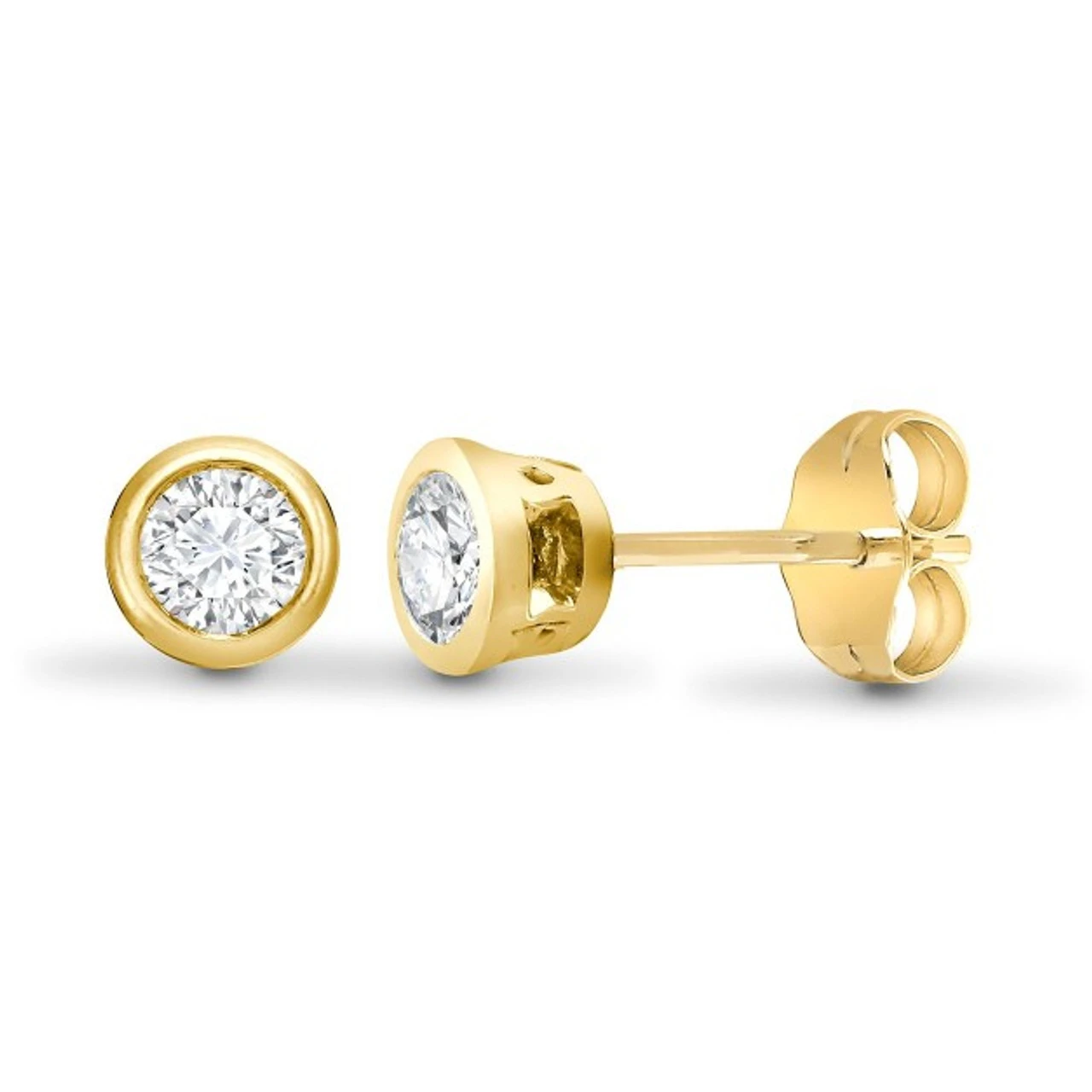 18ct Yellow Gold 50pts Rub Over Diamond Stud Earrings P702E18-009-050 1 18ct Yellow Gold 50pts Rub Over Diamond Stud Earrings P702E18-009-050