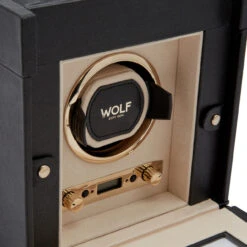 WOLF Palermo Single Black Anthracite Watch Winder With Jewellery Storage 213702 -Fashion Watch Shop 213702 7 08163.1615368270