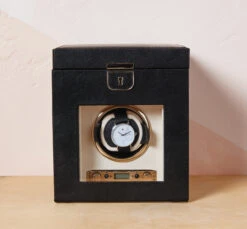 WOLF Palermo Single Black Anthracite Watch Winder With Jewellery Storage 213702 -Fashion Watch Shop 213702 PalermoWinder BlackAnthracite 78224.1615457199