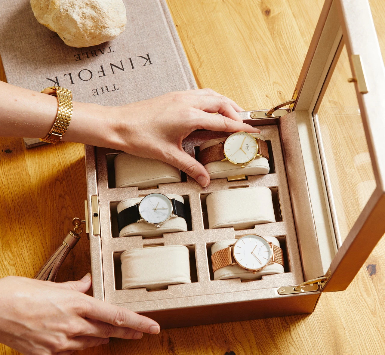 WOLF Palermo 6 Piece Rose Gold Watch Box 213816 3 WOLF Palermo 6 Piece Rose Gold Watch Box 213816 - Image 3