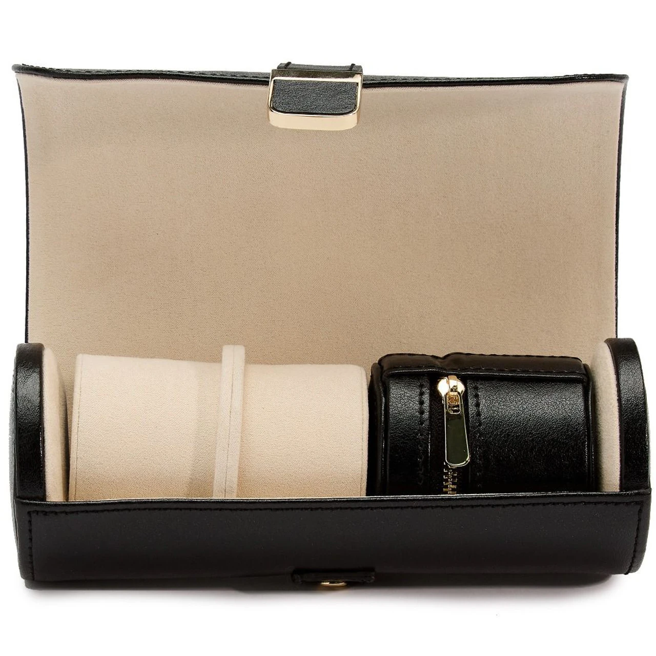 Wolf Palermo Double Watch Roll With Jewellery Case In Black Anthracite 213902 2 Wolf Palermo Double Watch Roll With Jewellery Case In Black Anthracite 213902 - Image 2