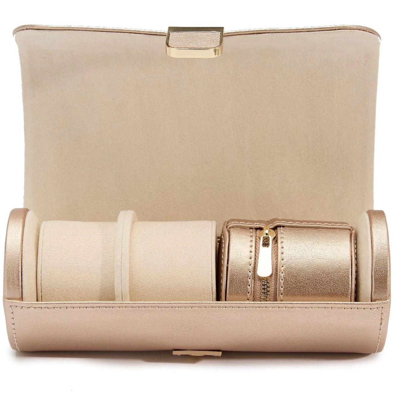 Wolf Palermo Double Watch Roll With Jewellery Case In Rose Gold 213916 2 Wolf Palermo Double Watch Roll With Jewellery Case In Rose Gold 213916 - Image 2