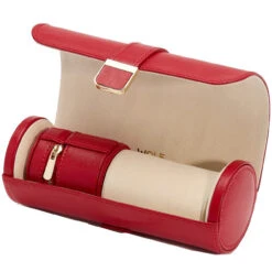 Wolf Palermo Double Watch Roll With Jewellery Case In Red 213972