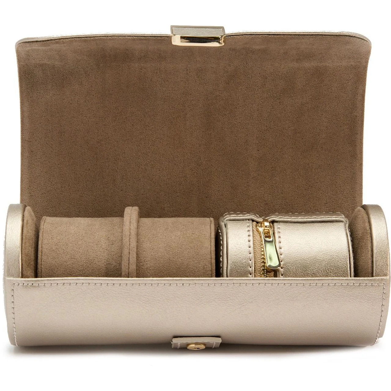 Wolf Palermo Double Watch Roll With Jewellery Case In Pewter 213978 2 Wolf Palermo Double Watch Roll With Jewellery Case In Pewter 213978 - Image 2