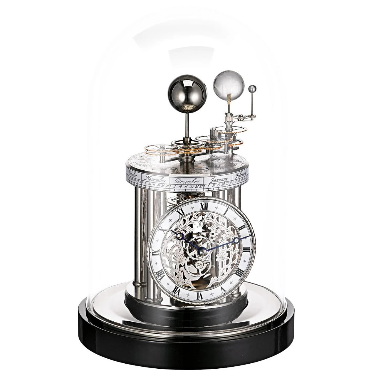 Hermle Astrolabium Skeleton Glass Dome Black Table Clock 22836-742987 1 Hermle Astrolabium Skeleton Glass Dome Black Table Clock 22836-742987