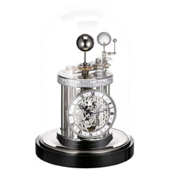 Hermle Astrolabium Skeleton Glass Dome Black Table Clock 22836-742987
