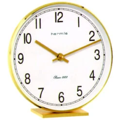 Hermle Quartz Crystal Glass Brass Table Clock 22986-002100