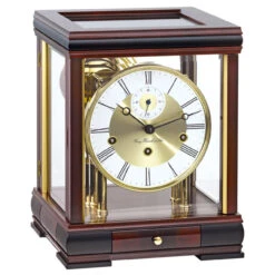 Hermle Westminster Walnut Finish Cube Table Clock 22998-030352