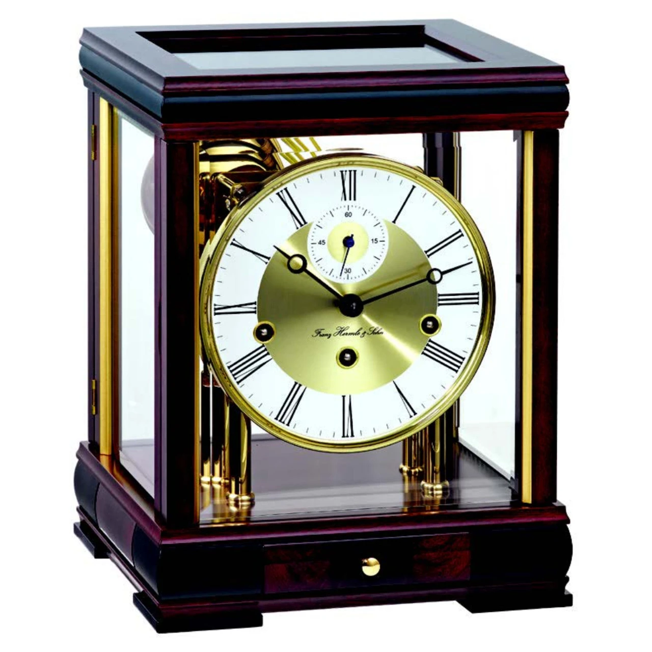 Hermle Westminster Mahogany Cube Table Clock 22998-070352 1 Hermle Westminster Mahogany Cube Table Clock 22998-070352