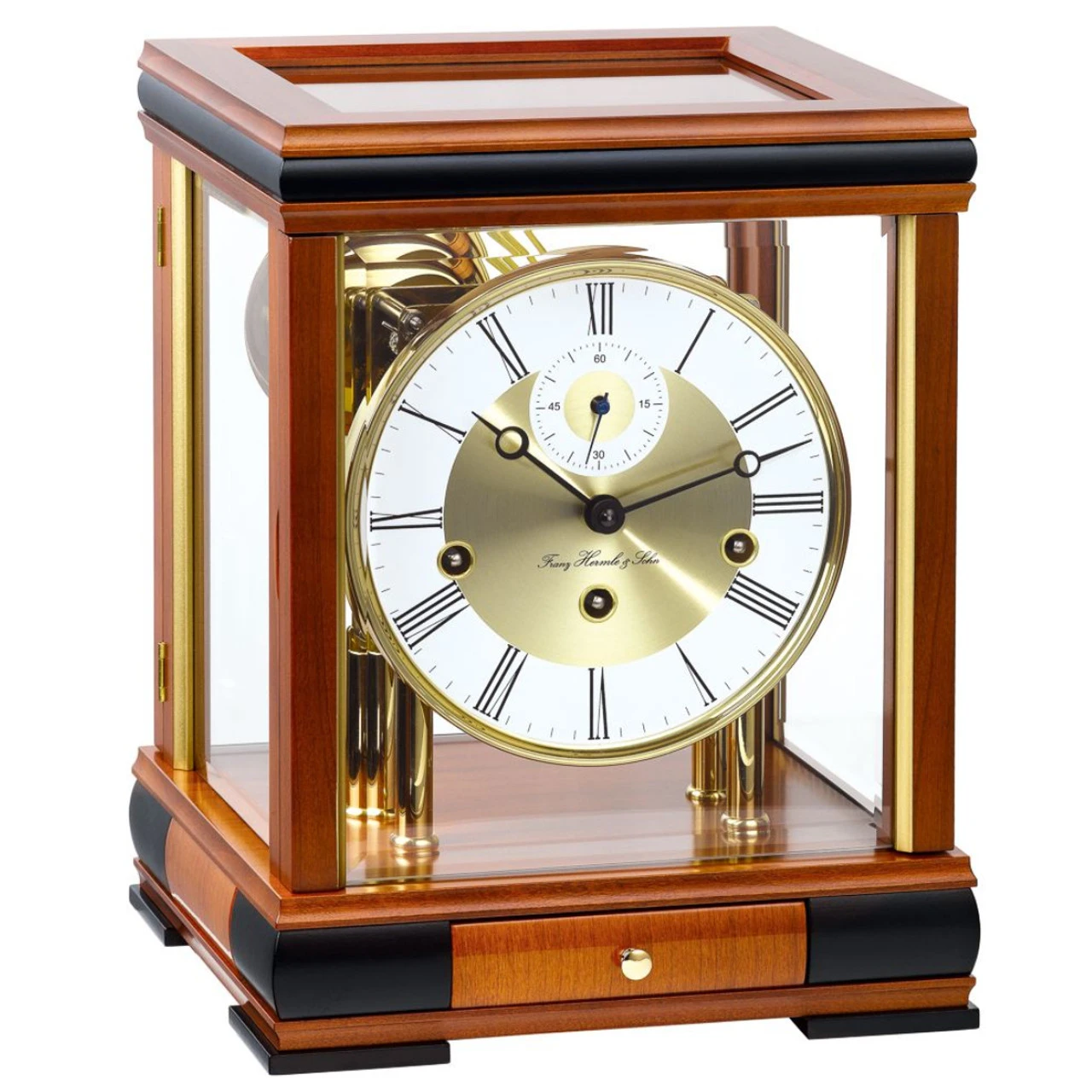 Hermle Westminster Cherrywood Cube Table Clock 22998-160352 1 Hermle Westminster Cherrywood Cube Table Clock 22998-160352