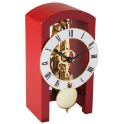 Hermle 14-Day Skeleton Movement Red Mantel Clock 23015-360721