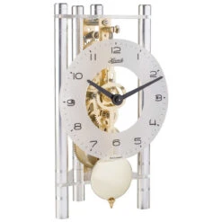 Hermle 8-Day Skeleton Movement Silver And Gold Clock 23022-X40721