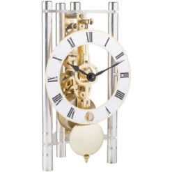 Hermle 8-Day Skeleton Movement Silver Clock 23024-X40721