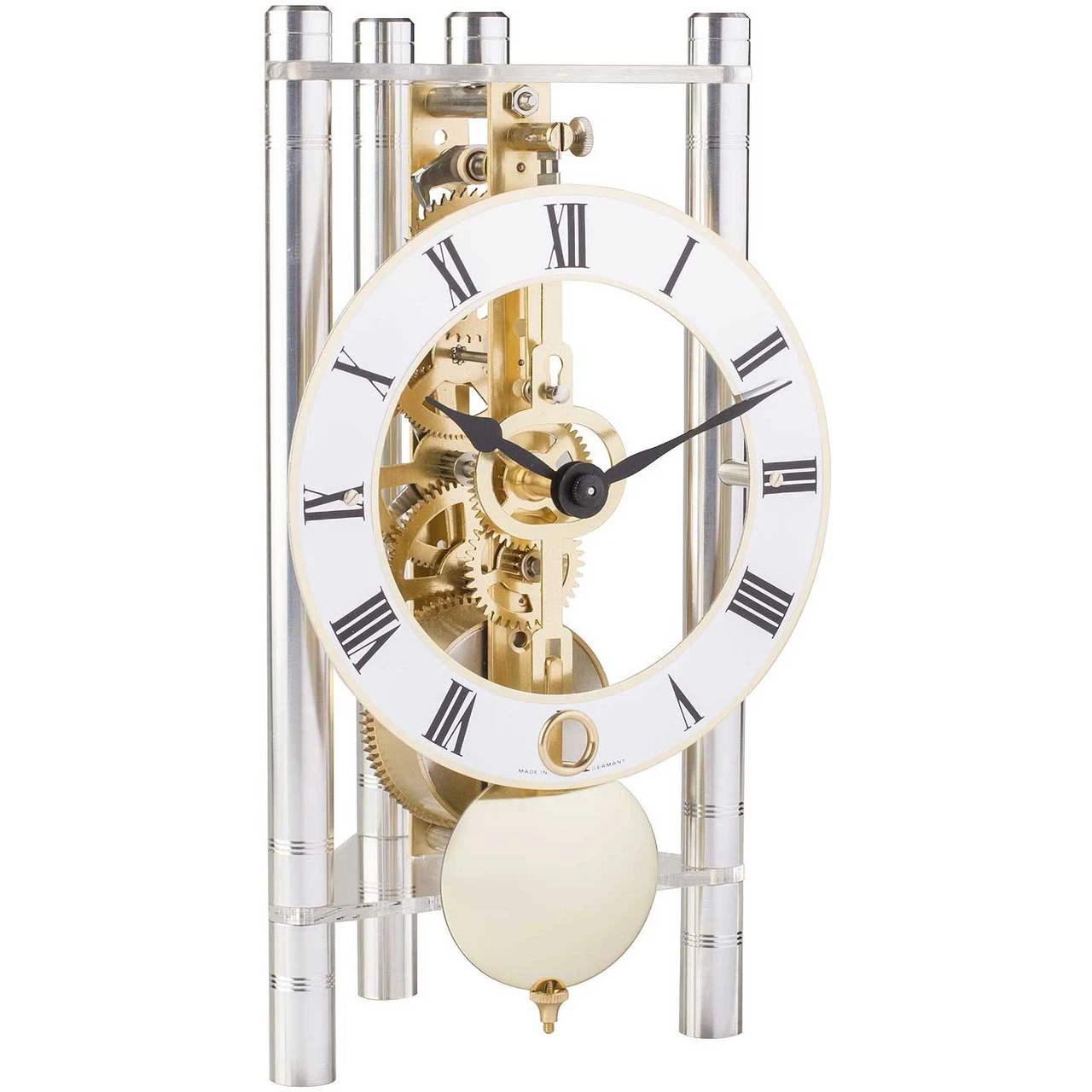 Hermle 8-Day Skeleton Movement Silver Clock 23024-X40721 1 Hermle 8-Day Skeleton Movement Silver Clock 23024-X40721