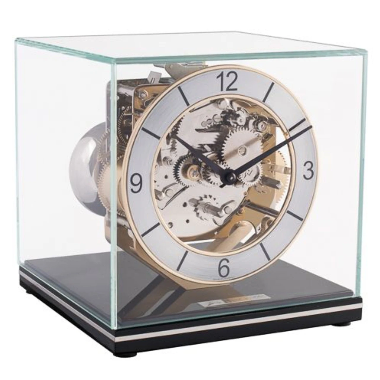 Hermle 8-Day Westminster Chime Movement Black Wooden Base Cube Table Clock 23052-740340 1 Hermle 8-Day Westminster Chime Movement Black Wooden Base Cube Table Clock 23052-740340