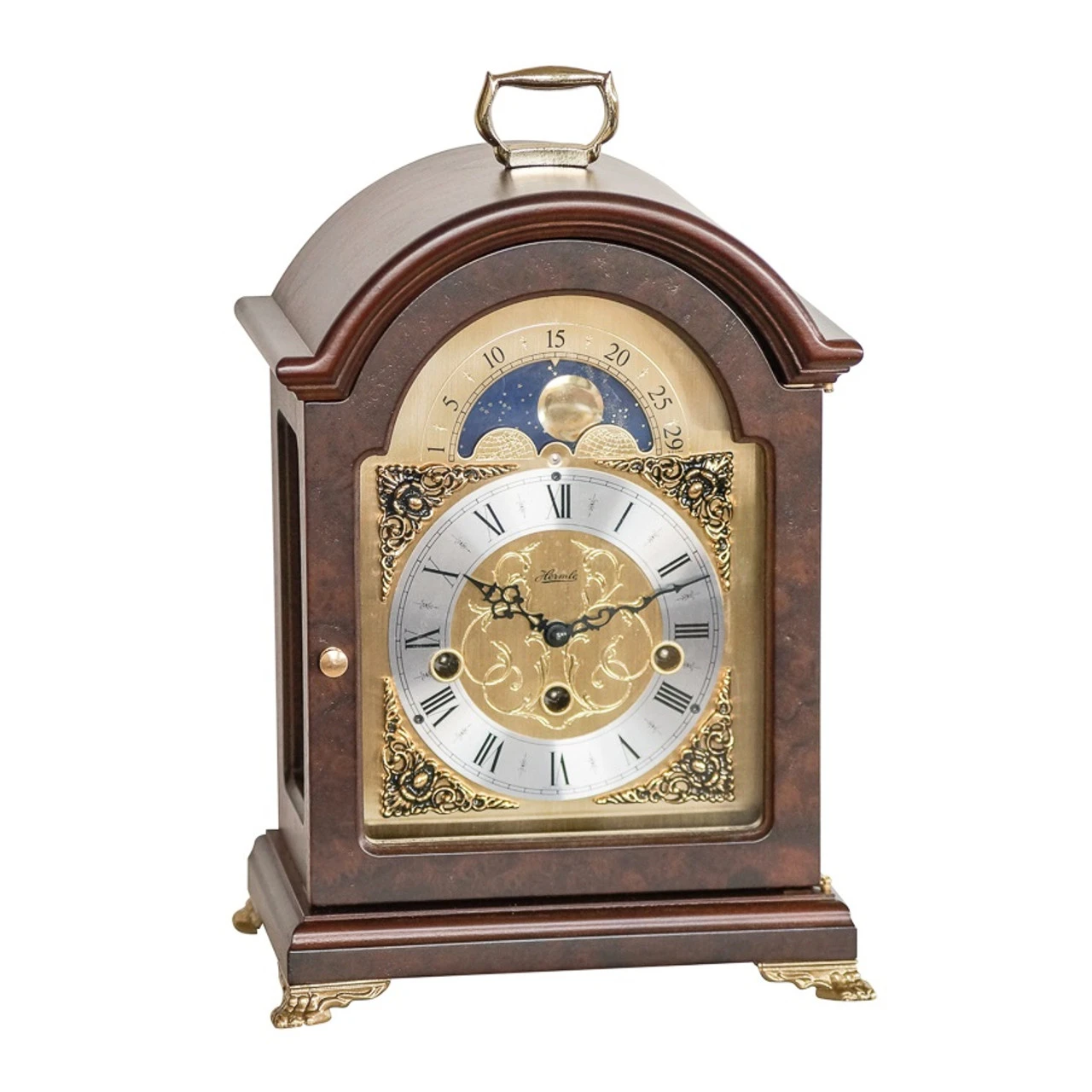 Hermle Mechanical Moonphase Westminster Chime Traditional Wooden Mantel Clock 23054-030340 1 Hermle Mechanical Moonphase Westminster Chime Traditional Wooden Mantel Clock 23054-030340