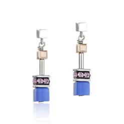 Coeur De Lion Blue Brown Lilac Swarovski Crystal Drop Earrings 2839/21-0740