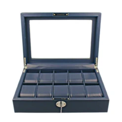 Orbit Navy Blue Leather Personalised Luxury Watch Box For 10 Watches OW202