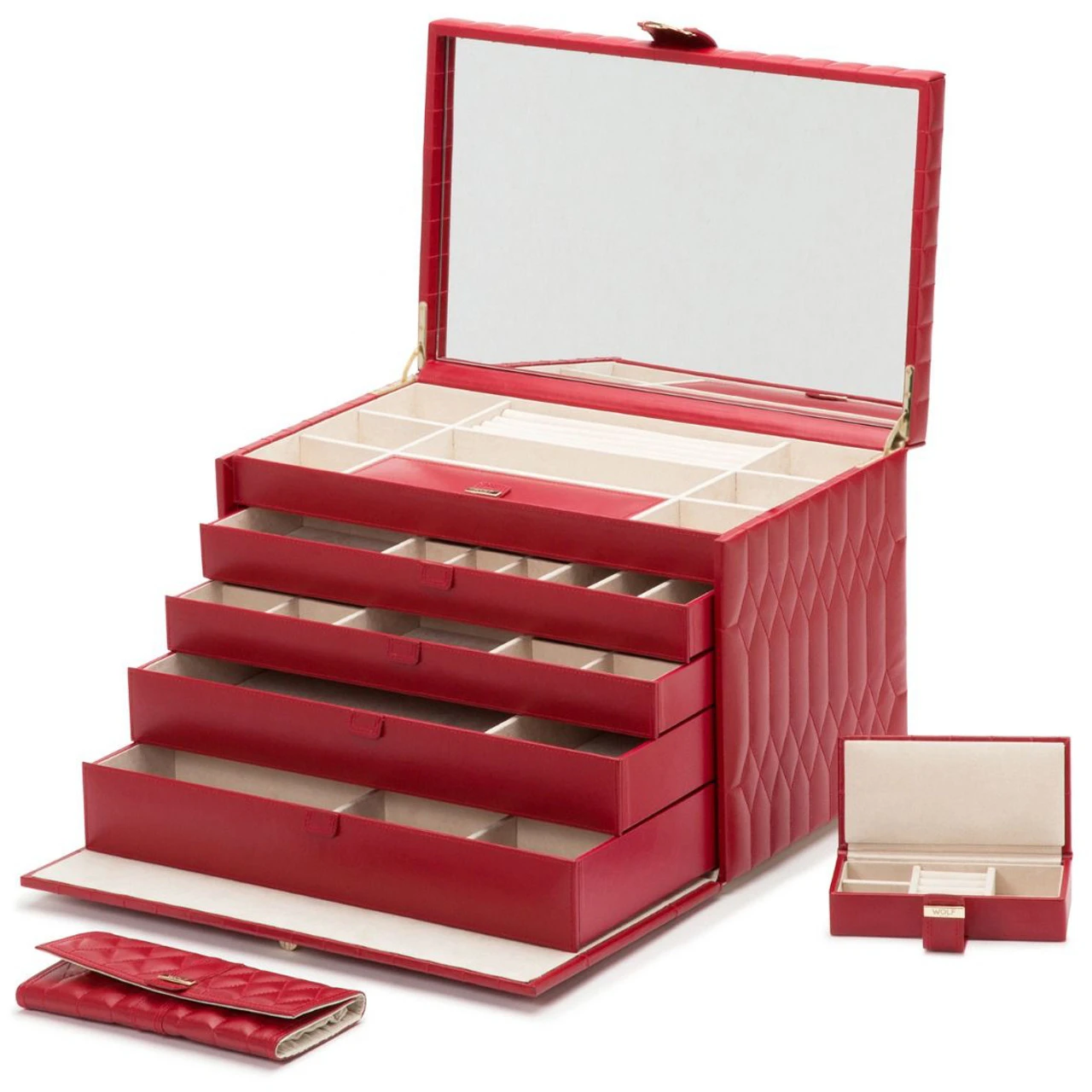 Wolf Caroline Extra Large Red Jewellery Case 329572 1 Wolf Caroline Extra Large Red Jewellery Case 329572