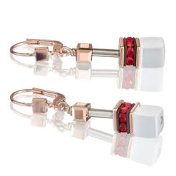 Coeur De Lion Red Rose Gold Swarovski Crystal Drop Earrings 4013/20-0300