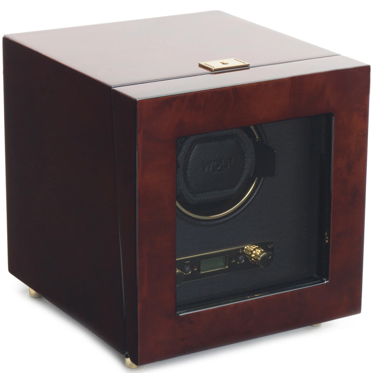 WOLF Savoy Burlwood Single Watch Winder 454410 1 WOLF Savoy Burlwood Single Watch Winder 454410