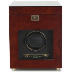 WOLF Savoy Burlwood Single Watch Winder With Storage 454510