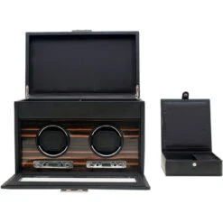 WOLF Roadster Black Double Watch Winder With 3 Piece Storage 457256 -Fashion Watch Shop 457256 2 81885.1546602159