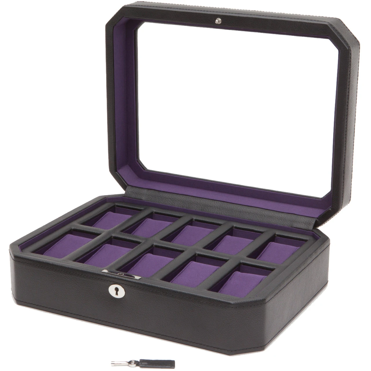 WOLF Windsor 10 Piece Black And Purple Watch Box 458403 1 WOLF Windsor 10 Piece Black And Purple Watch Box 458403
