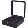 WOLF Windsor Black/Purple Wrist Watch Storage Box For 15 Watches 458503