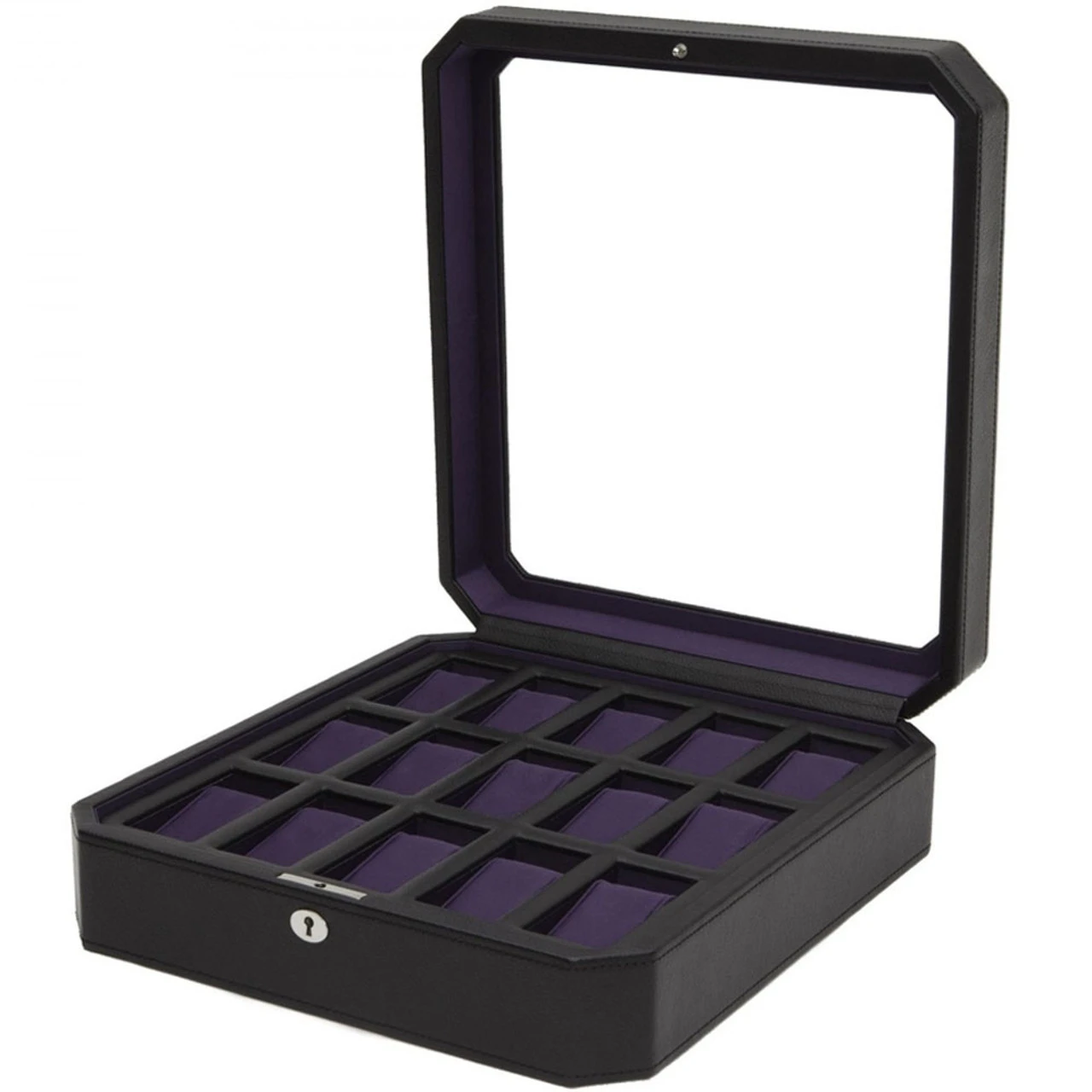 WOLF Windsor Black/Purple Wrist Watch Storage Box For 15 Watches 458503 1 WOLF Windsor Black/Purple Wrist Watch Storage Box For 15 Watches 458503