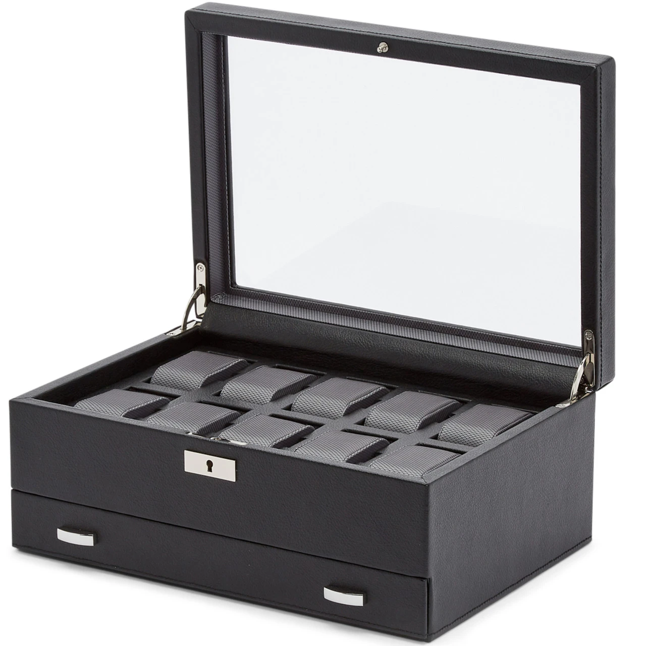 WOLF Viceroy 10 Piece Black Watch Box With Storage 466202 3 WOLF Viceroy 10 Piece Black Watch Box With Storage 466202 - Image 3