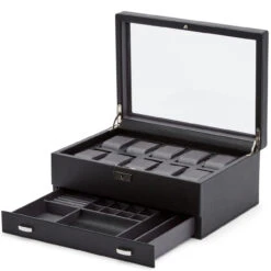 WOLF Viceroy 10 Piece Black Watch Box With Storage 466202 13 WOLF Viceroy 10 Piece Black Watch Box With Storage 466202 -Fashion Watch Shop 466202 2 56518.1619177463