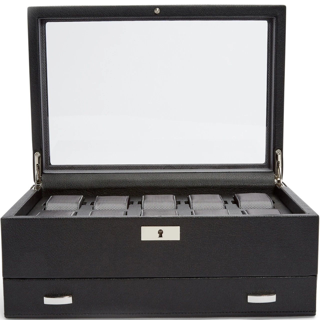 WOLF Viceroy 10 Piece Black Watch Box With Storage 466202 2 WOLF Viceroy 10 Piece Black Watch Box With Storage 466202 - Image 2