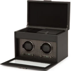 WOLF Axis Collection Powder Coat Double Watch Winder With Storage 469303 -Fashion Watch Shop 469303 1 49132.1615366326