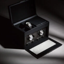 WOLF Axis Collection Powder Coat Double Watch Winder With Storage 469303 -Fashion Watch Shop 469303 AXIS Double Powder 2 98463.1615458023