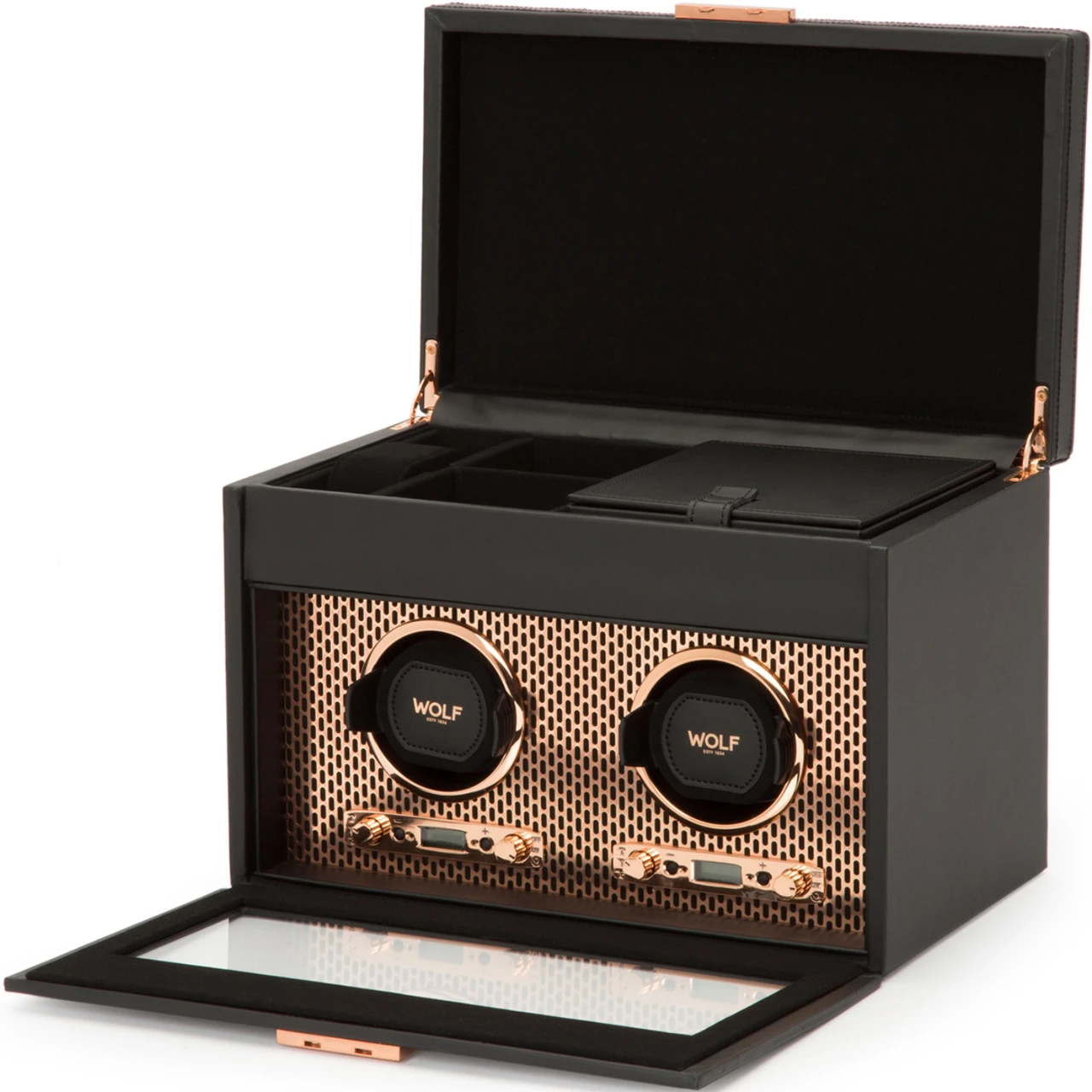 WOLF Axis Collection Copper Double Watch Winder With Storage 469316 2 WOLF Axis Collection Copper Double Watch Winder With Storage 469316 - Image 2