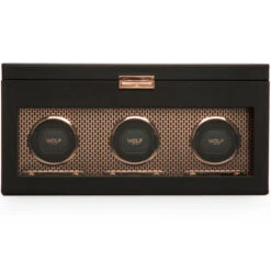 WOLF Axis Collection Copper Triple Watch Winder With Storage 469416