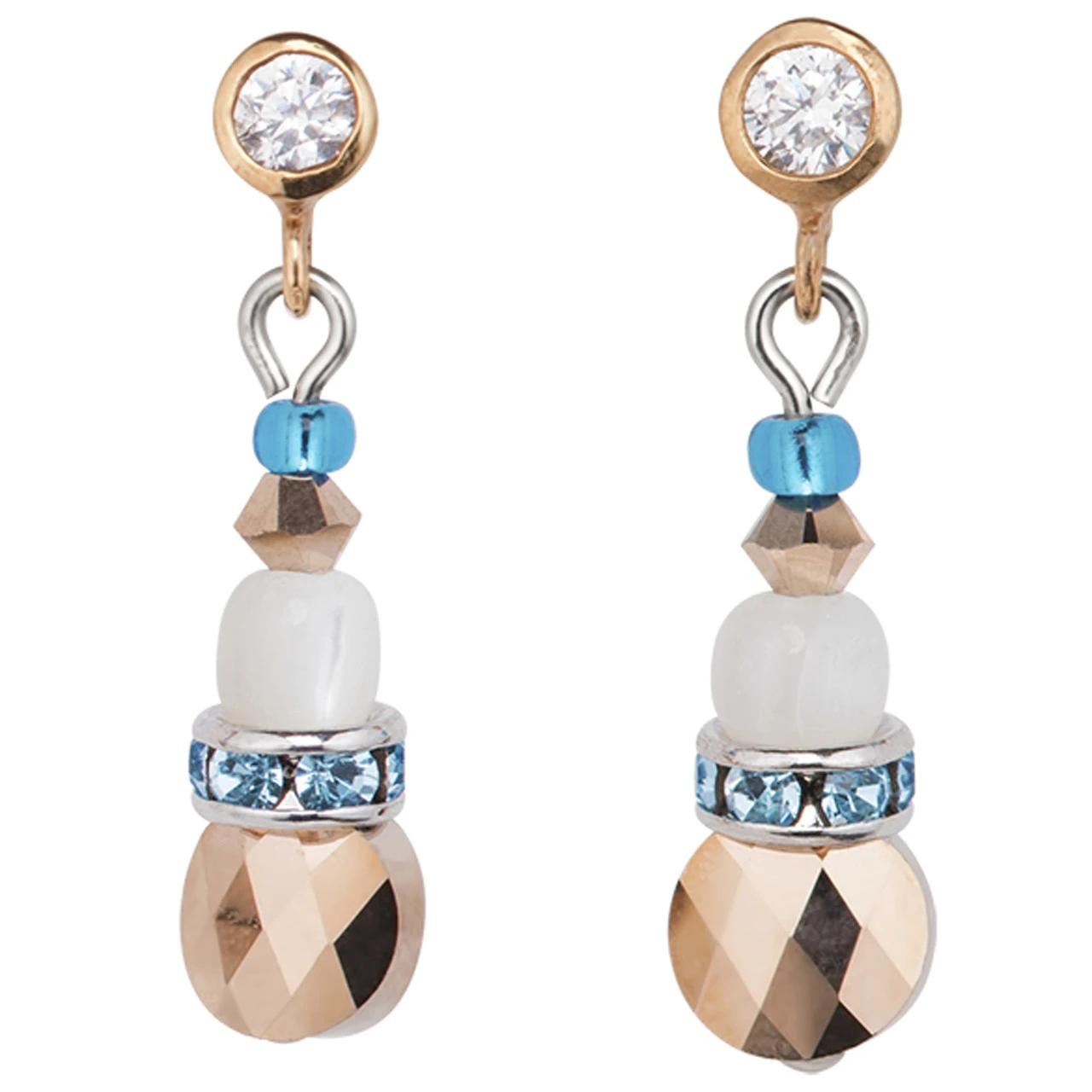 Coeur De Lion Swarovski Crystals, Amazonite & Striped Agate Turquoise Blue Drop Earrings 4914-21-0607 1 Coeur De Lion Swarovski Crystals, Amazonite & Striped Agate Turquoise Blue Drop Earrings 4914-21-0607