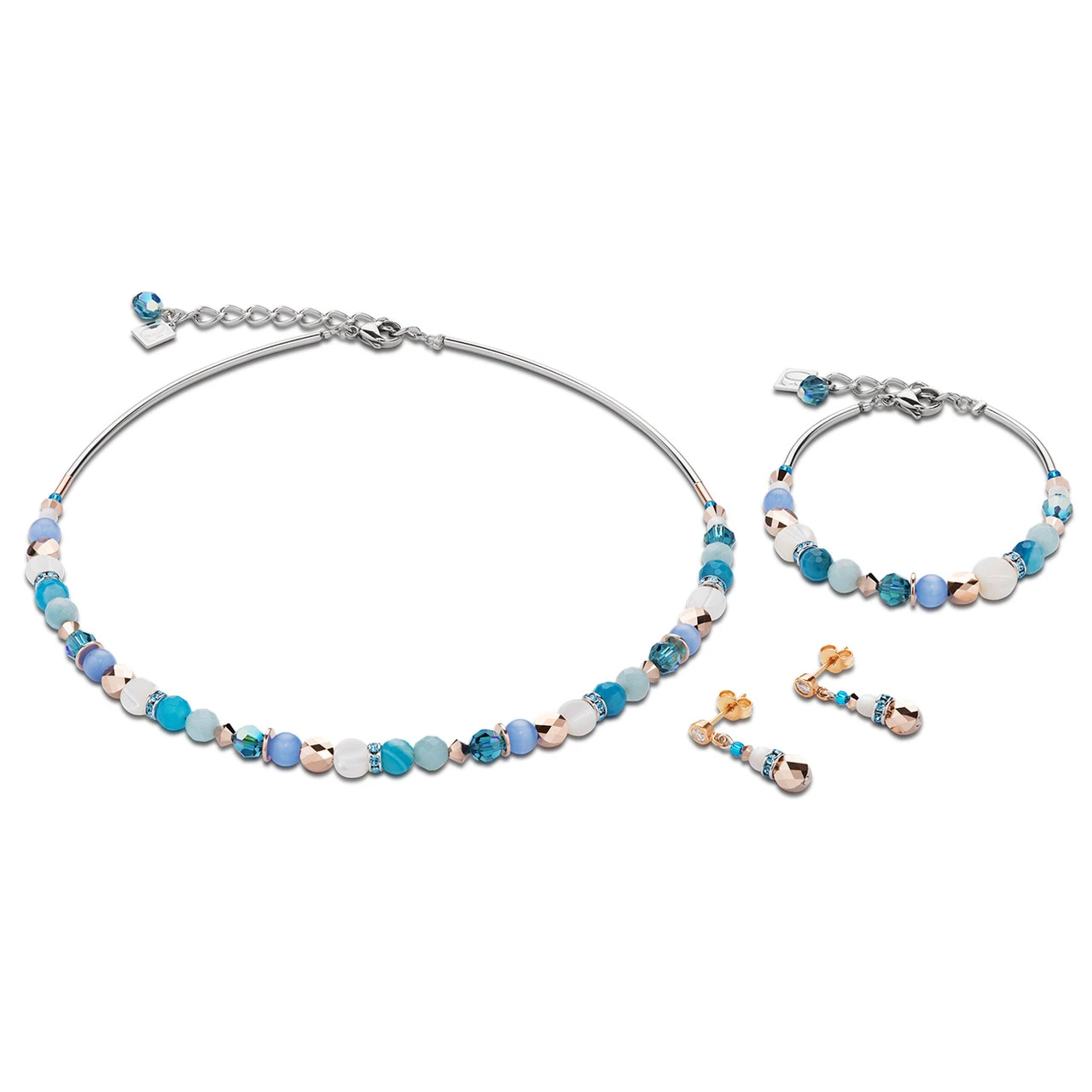 Coeur De Lion Swarovski Crystals, Amazonite & Striped Agate Turquoise Blue Drop Earrings 4914-21-0607 2 Coeur De Lion Swarovski Crystals, Amazonite & Striped Agate Turquoise Blue Drop Earrings 4914-21-0607 - Image 2