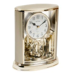 Rhythm Mantel Clock Gold Tone With Rotating Pendulum 4SG724WR18