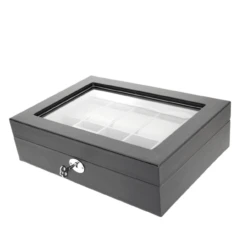 Orbit Black And Grey Leather Personalised Luxury Watch Box OW204 -Fashion Watch Shop 4 14164.1638057468