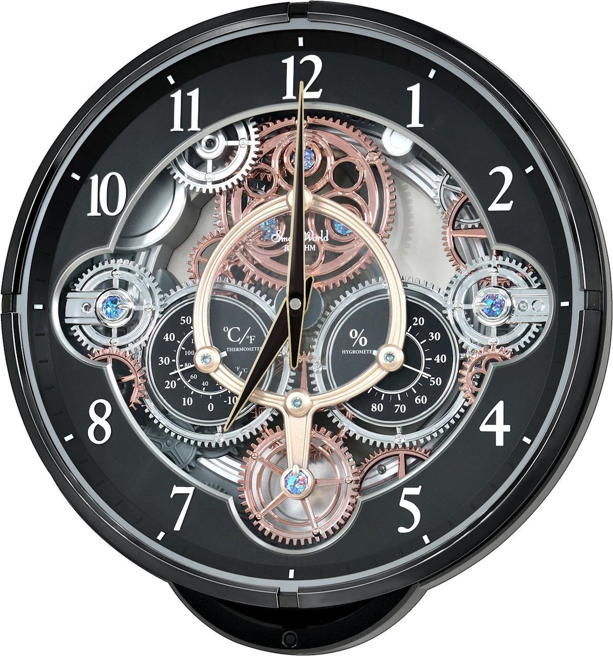 Rhythm Gadget Musical Magic Motion Clock Black Gear 4MH886WD02 1 Rhythm Gadget Musical Magic Motion Clock Black Gear 4MH886WD02