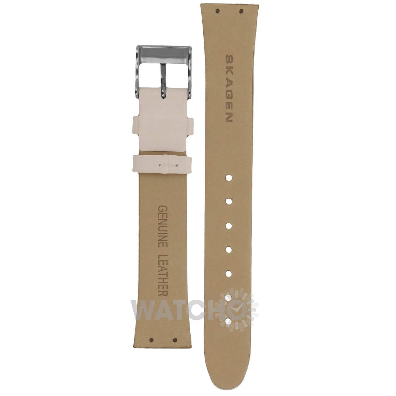Skagen Replacement Watch Strap White Leather 17mm For 648SSLWW With Free Connecting Screws 2 Skagen Replacement Watch Strap White Leather 17mm For 648SSLWW With Free Connecting Screws - Image 2