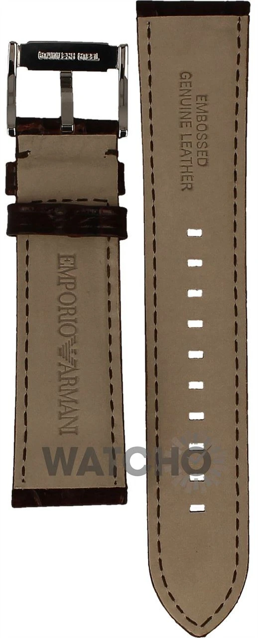 Armani Replacement Watch Strap Brown Leather For AR2427 With Free Connecting Pins 2 Armani Replacement Watch Strap Brown Leather For AR2427 With Free Connecting Pins - Image 2